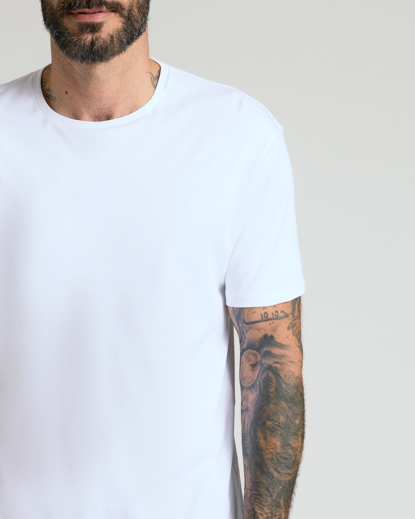 White Pima Cotton Blend Crew