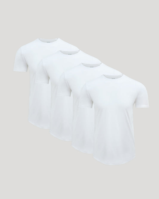 Pima Cotton Blend Curved Hem Crew 4-Pack