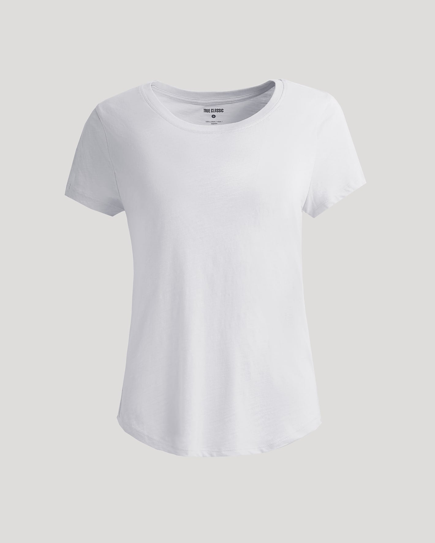 Womens White Slub Scoop Neck Tee