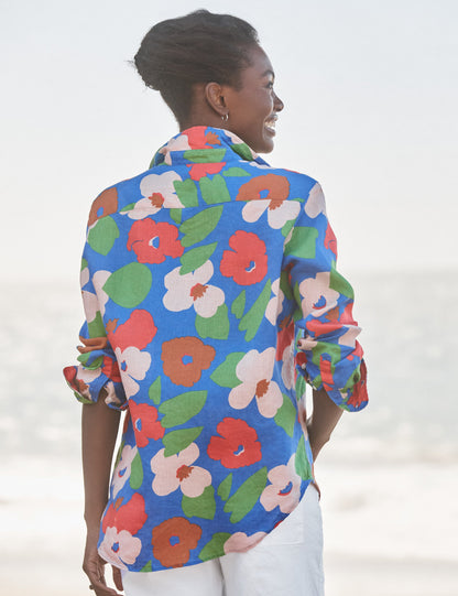 EILEEN Bright Blue Floral, Italian Classic Linen