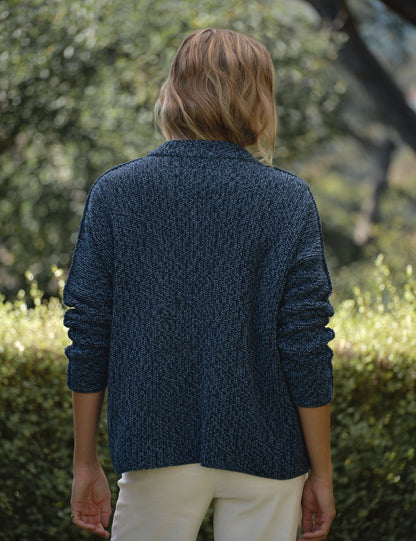 MONTECITO CARDIGAN Blueberry, Pure Italian Cotton