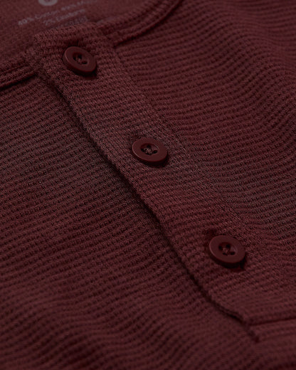 Mahogany Long Sleeve Waffle Henley