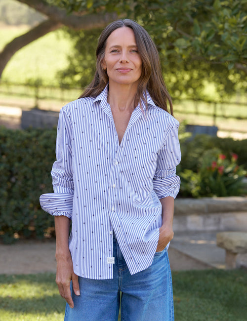 EILEEN Blue Stripe with Navy Stars, Italian Cotton