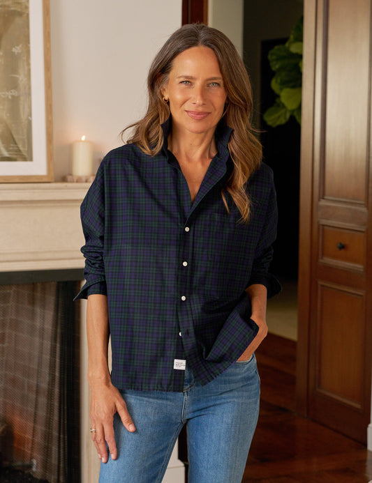 OONA Green and Blue with Black Plaid, Italian Cotton