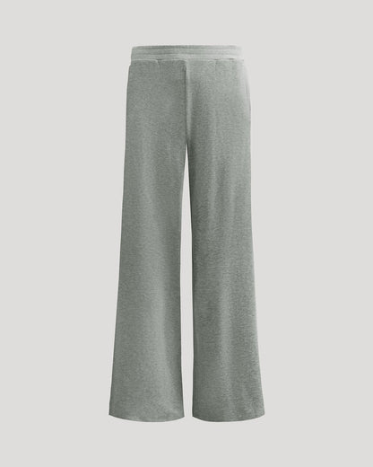 Womens Heather Gray Waffle Wide Leg Pants