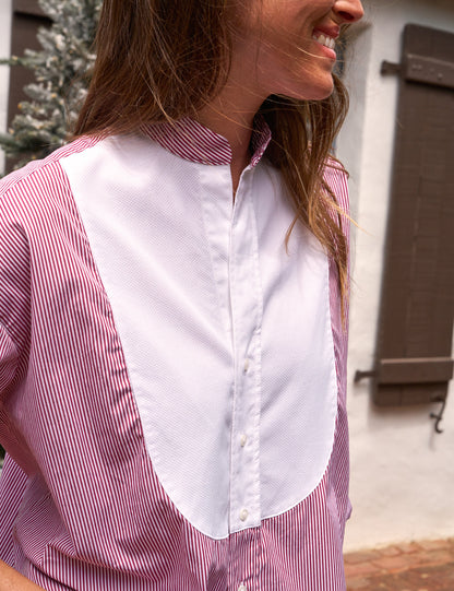 VICTORIA Red Stripe with White Bib, Italian Superluxe