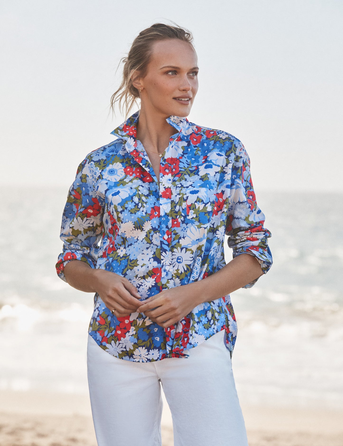 EILEEN Blue and Red Floral, Made with Liberty Fabric