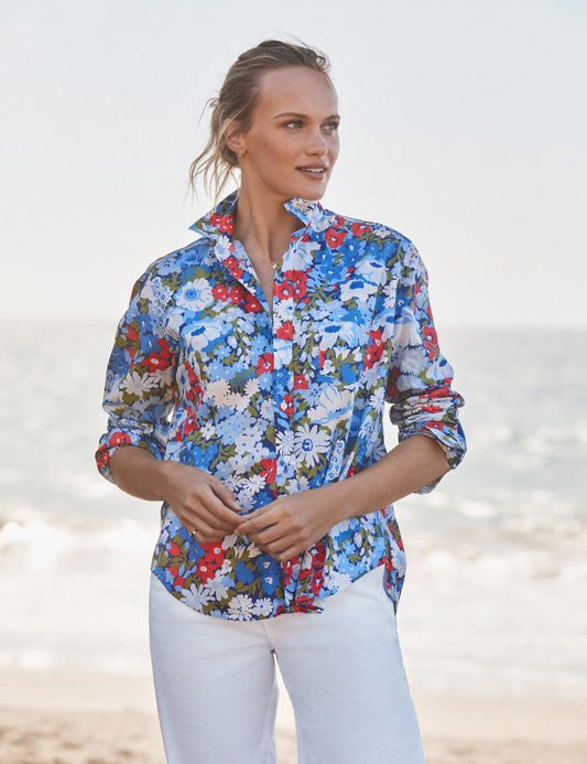 EILEEN Blue and Red Floral, Made with Liberty Fabric
