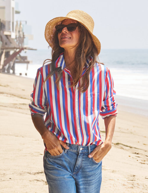 EILEEN Red and Blue with Cream Stripe, Italian Superluxe