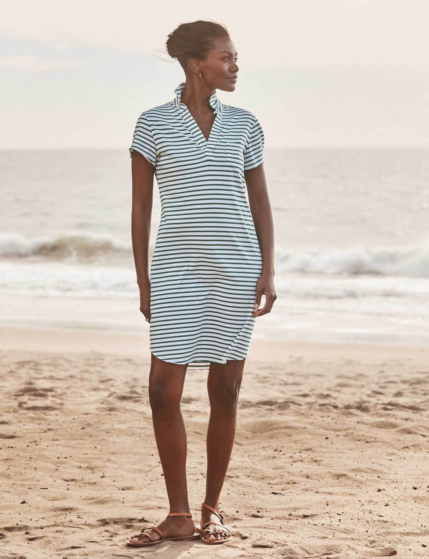 LAUREN Green and White Stripe, Vintage Jersey