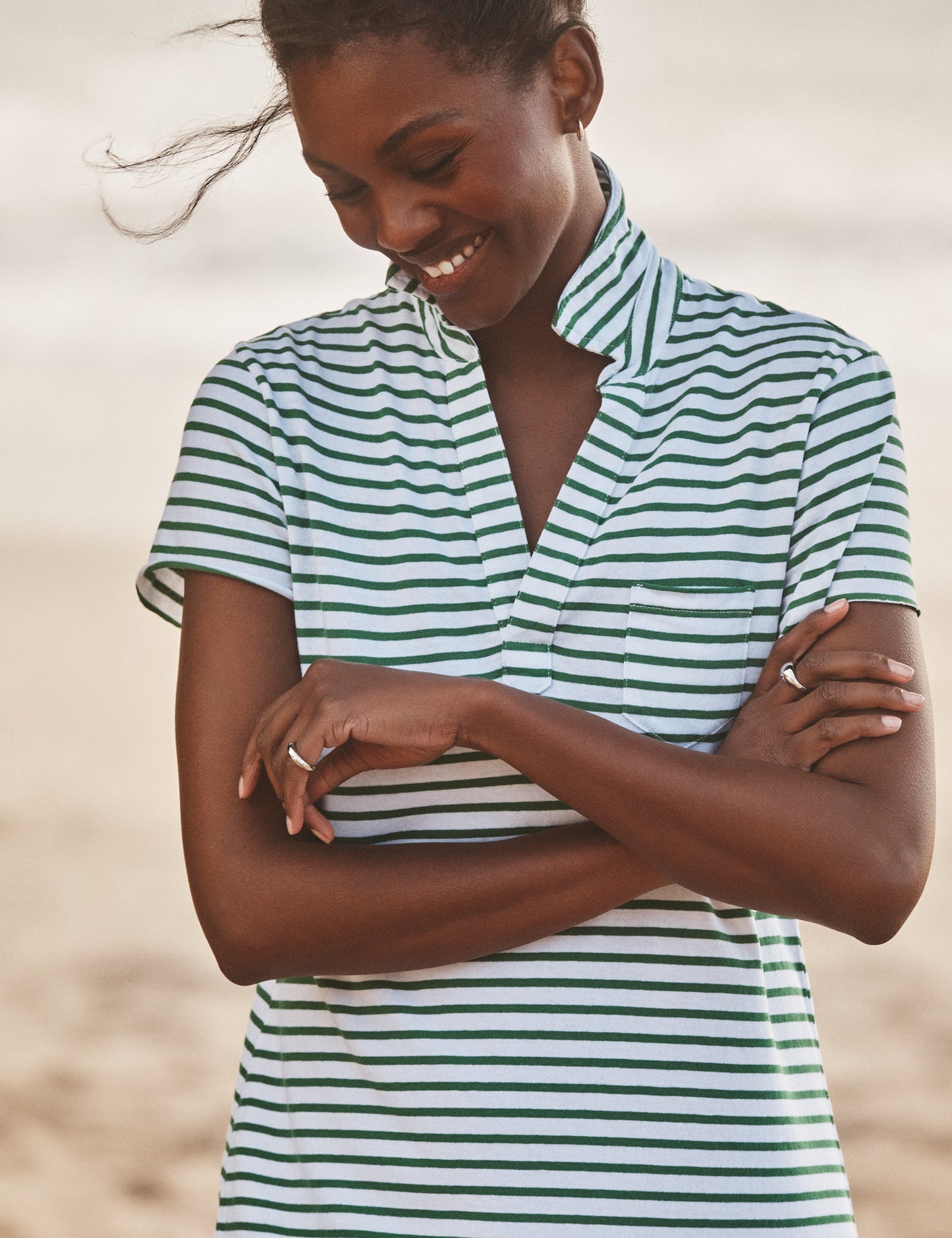 LAUREN Green and White Stripe, Vintage Jersey