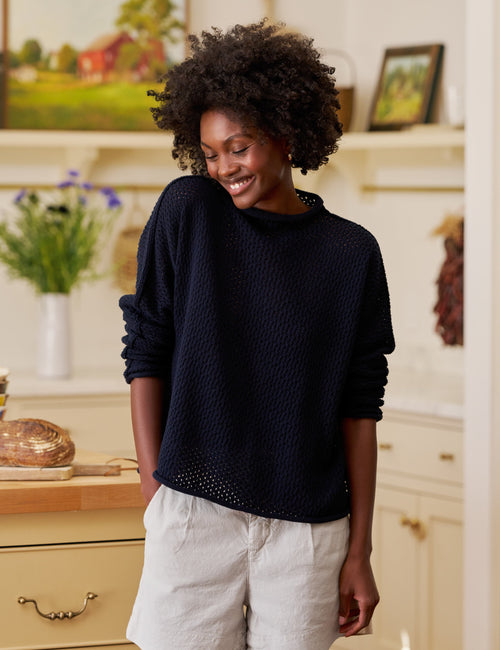 MONTEREY POINTELLE Marine, Pure Italian Cotton