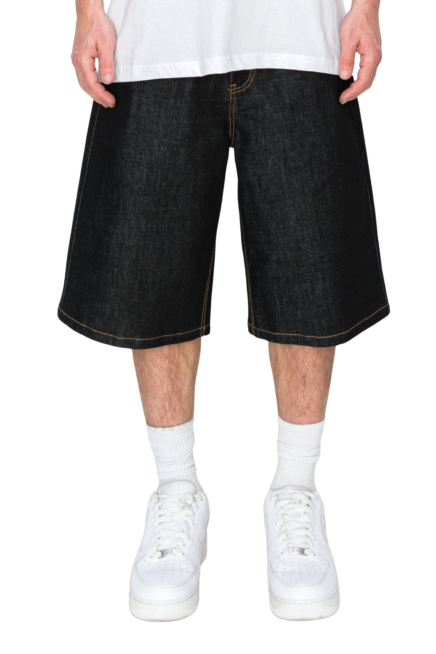 TELLUS Baggy Fit Raw Denim Shorts