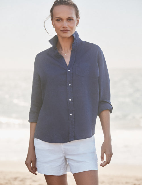 EILEEN Navy, Washed Linen