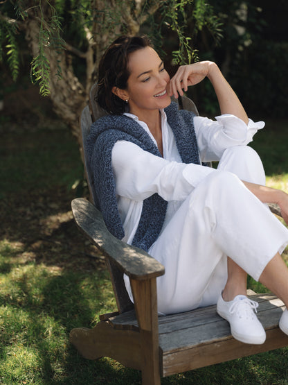 MONTECITO CARDIGAN Blueberry, Pure Italian Cotton