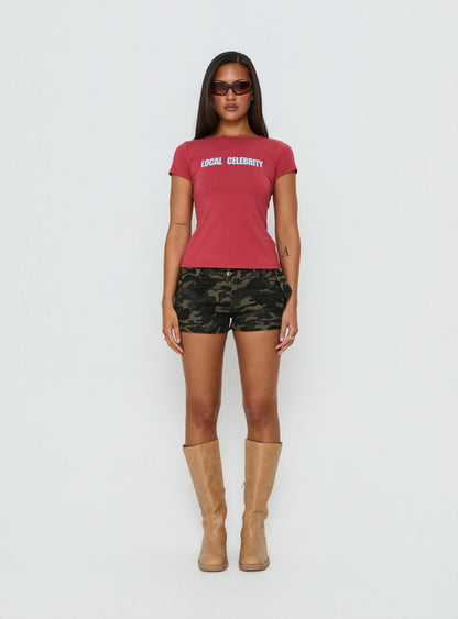 Local Celebrity Graphic Top Washed Red
