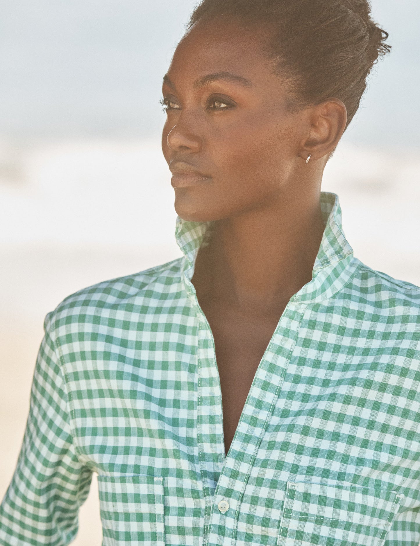 IRELAND DRESS Green Gingham, Italian Performance Linen
