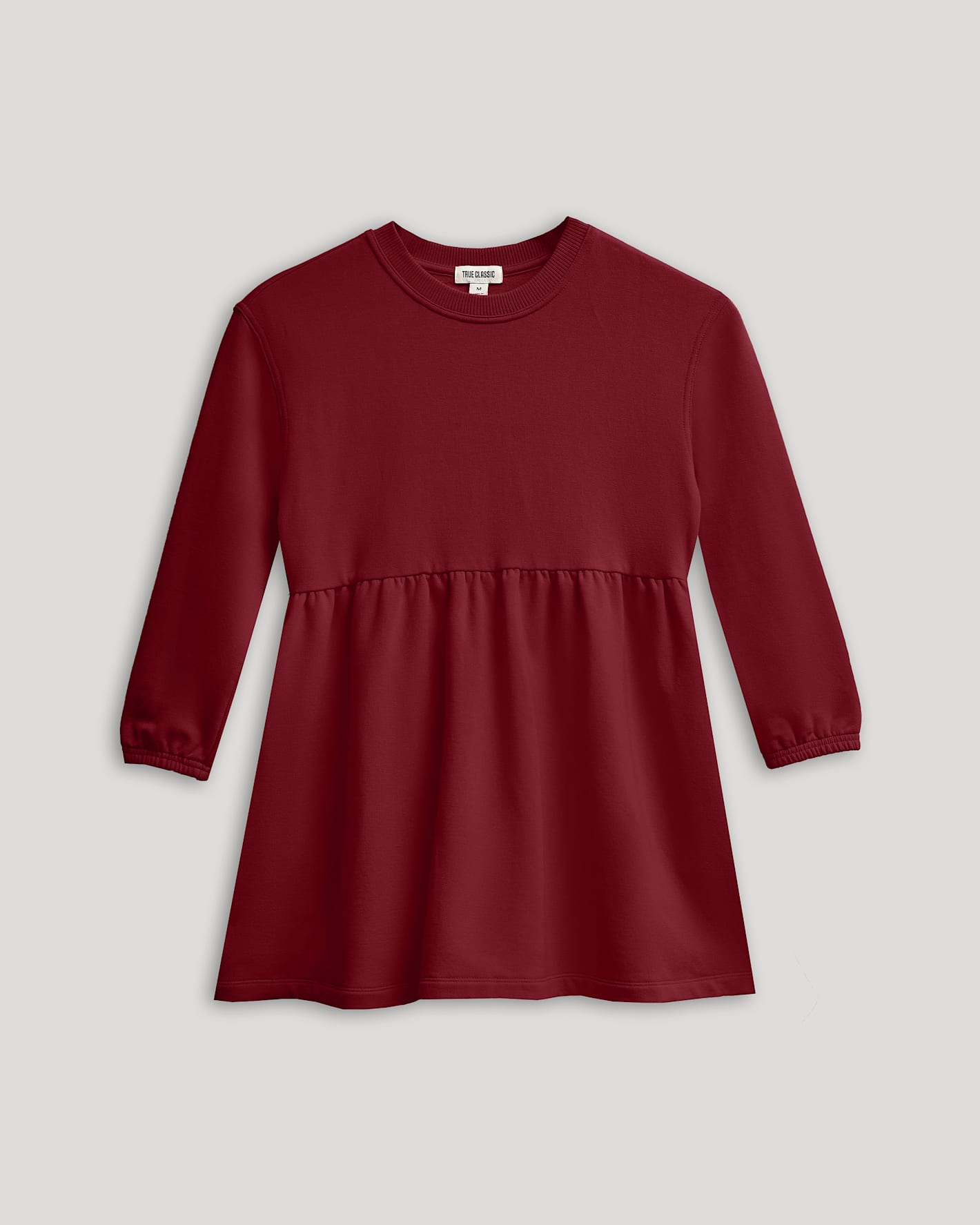 Girls Dark Maroon Long Sleeve Fleece Dress