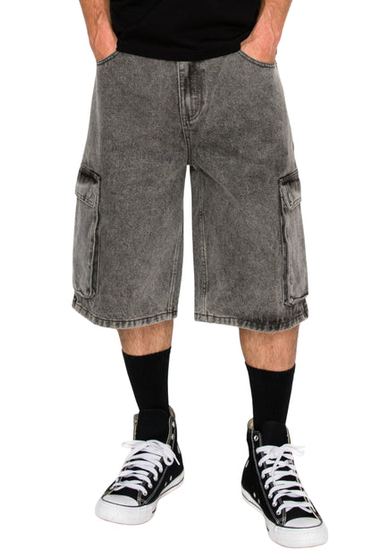 VAULT Baggy Fit Cargo Denim Shorts