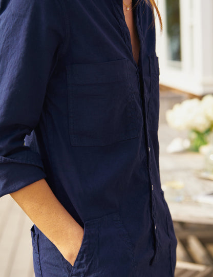 IRELAND DRESS Navy, Italian Performance Linen