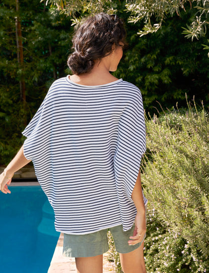 OLIVE Navy French Stripe, Triple Terry