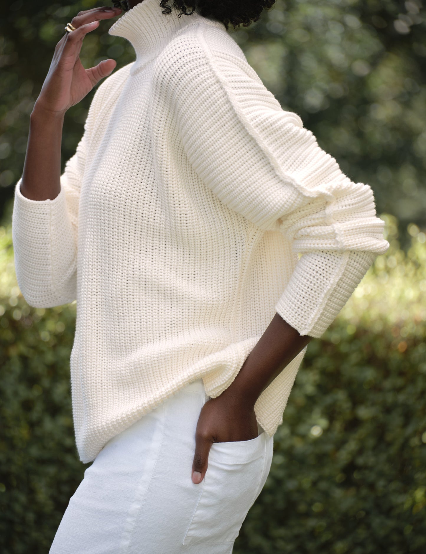 MONTECITO TURTLENECK Ivory, Pure Italian Cotton