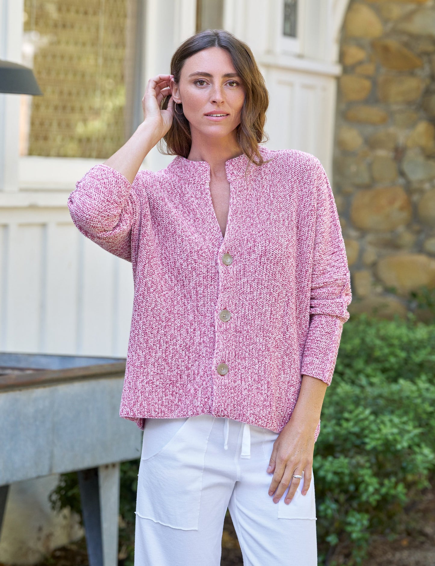 MONTECITO CARDIGAN Bramble, Pure Italian Cotton