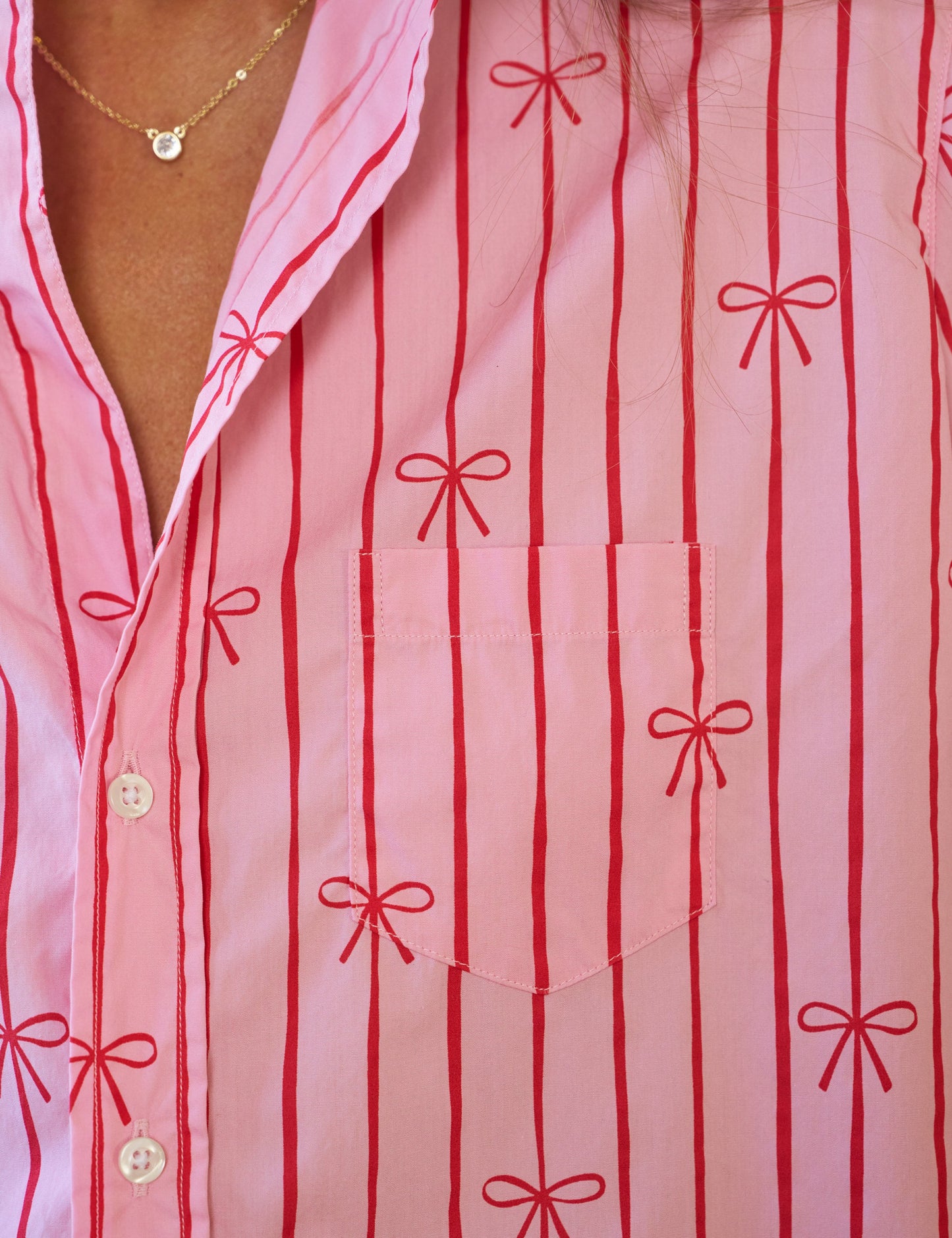 EILEEN Red Bows, Italian Cotton