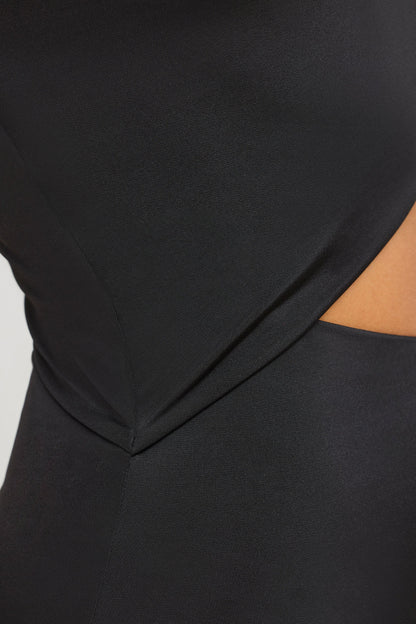 Jersey Asymmetric Cut Out Maxi Dress in Black