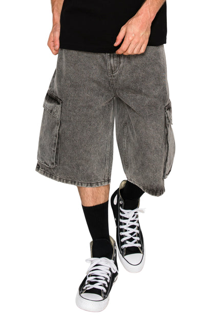 VAULT Baggy Fit Cargo Denim Shorts