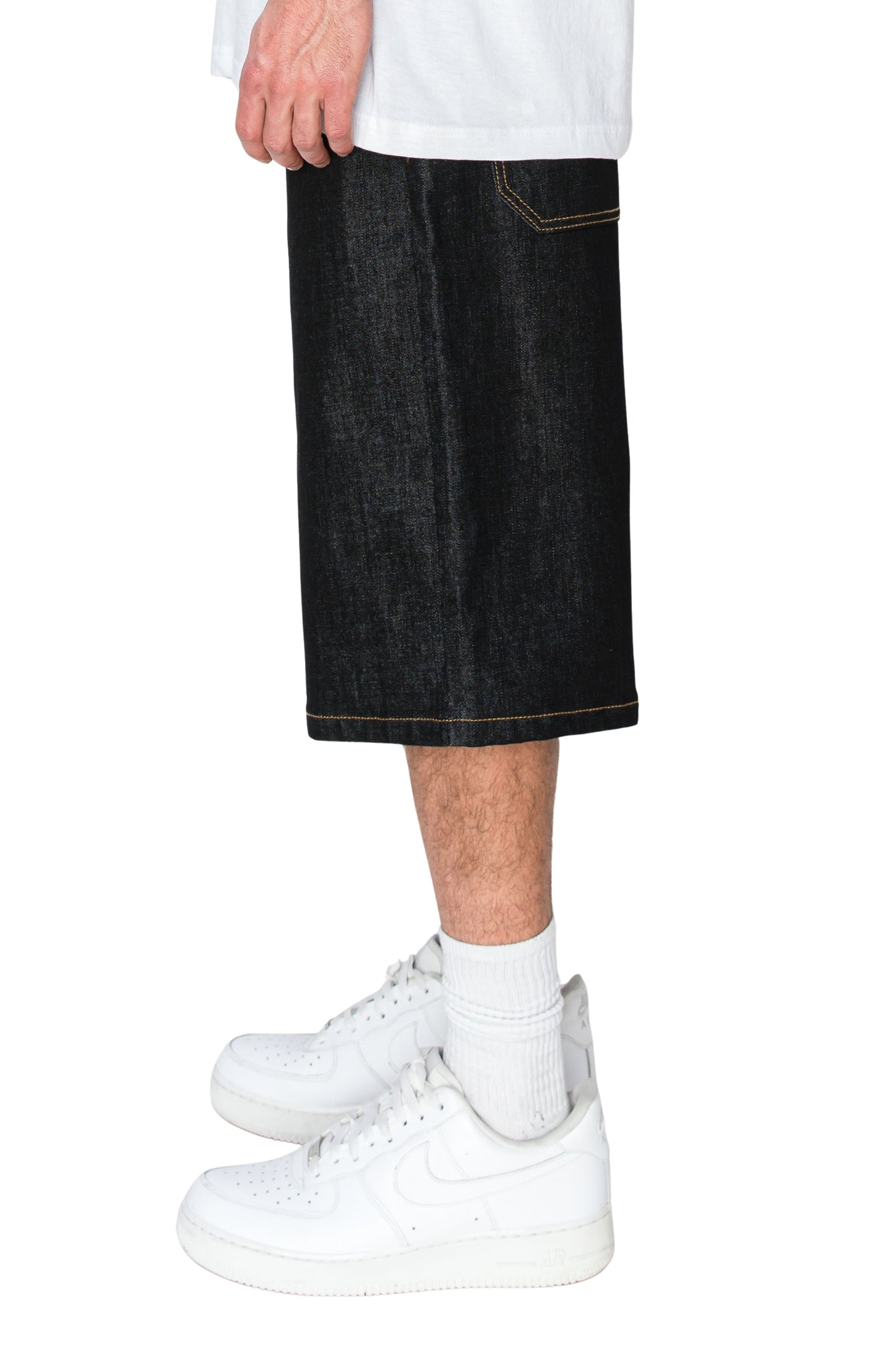 TELLUS Baggy Fit Raw Denim Shorts