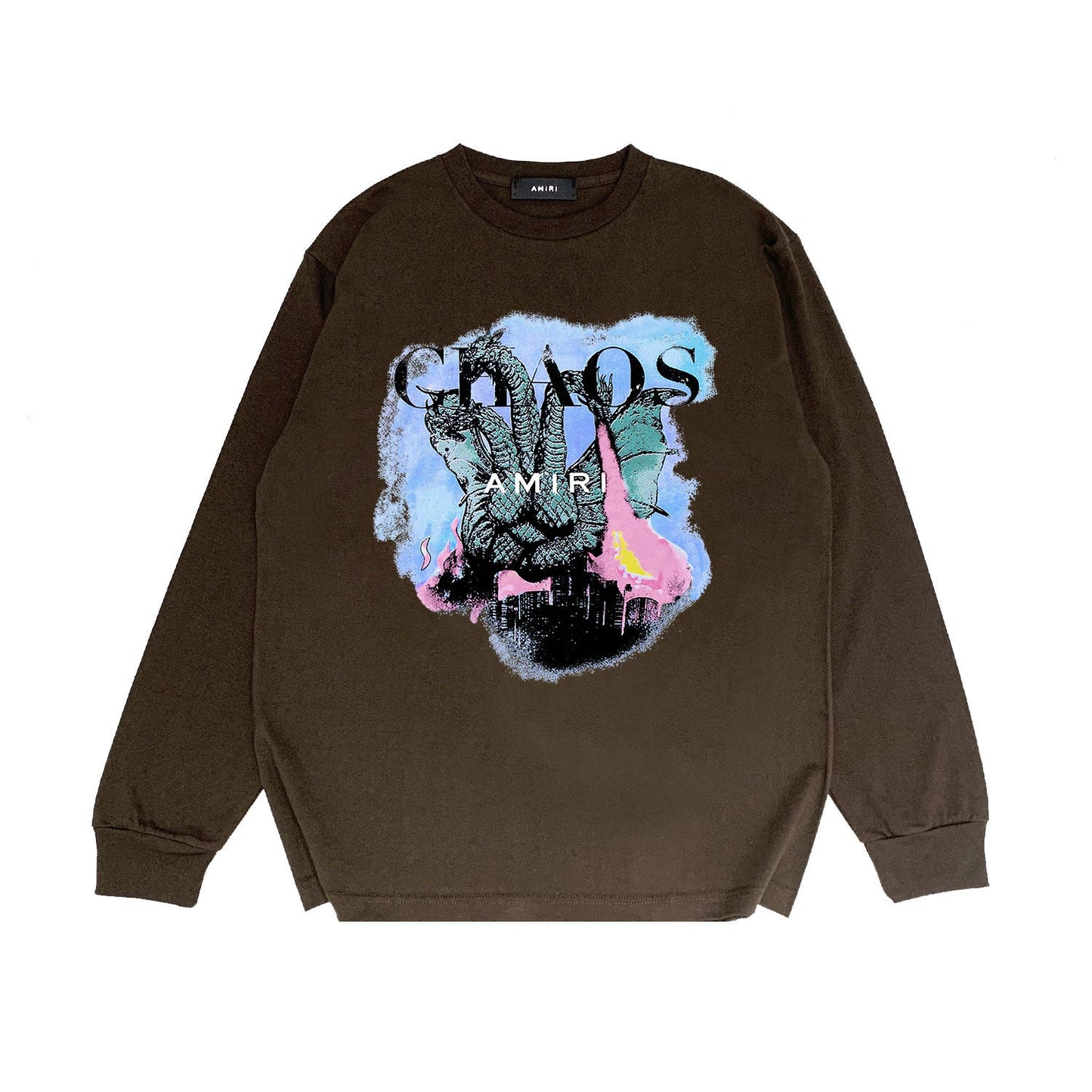 Amiri Long Sleeved Shirt Printed Trendy Pure Cotton