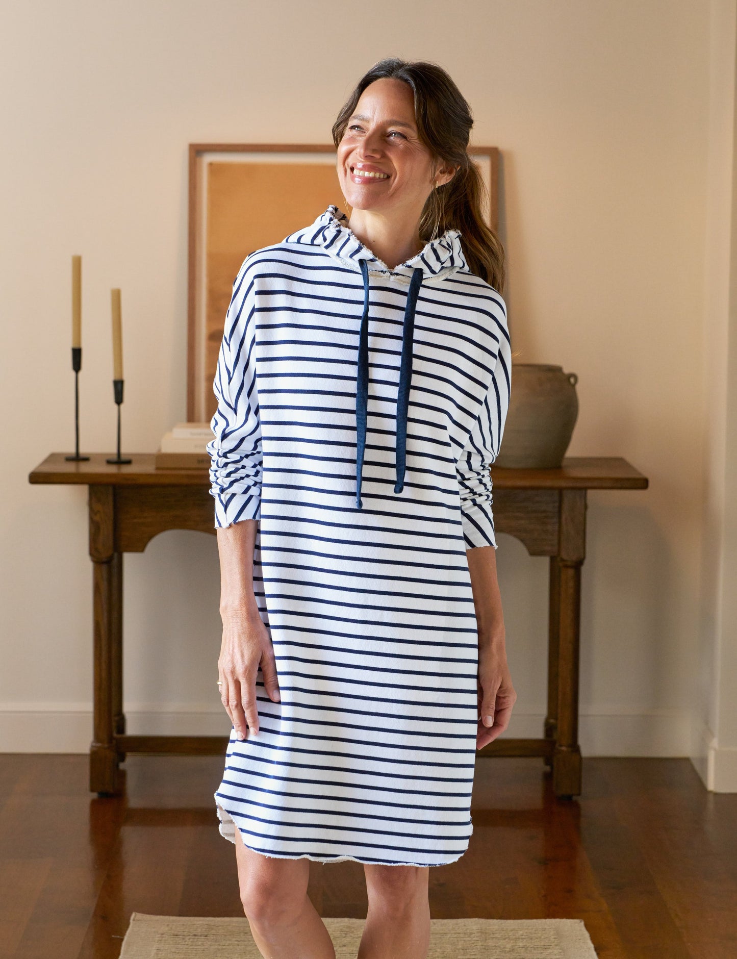 MINI JAMES Wide Navy French Stripe, Triple Terry
