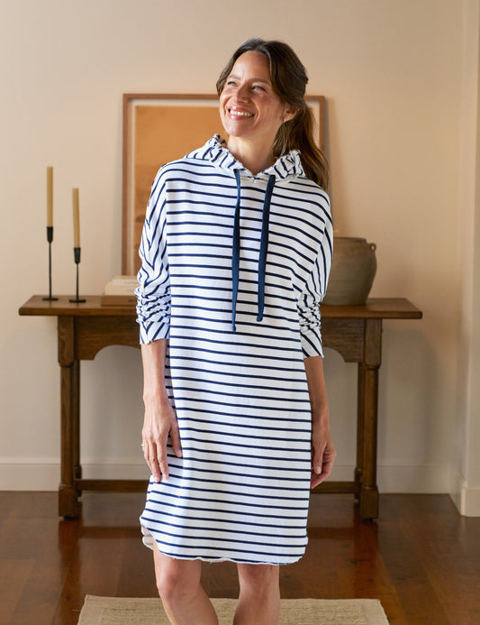 MINI JAMES Wide Navy French Stripe, Triple Terry