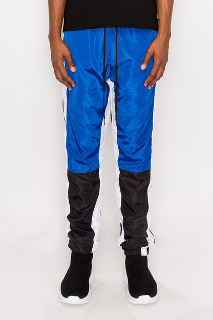 Tri Color Windbreaker Track Pants - Royal Blue
