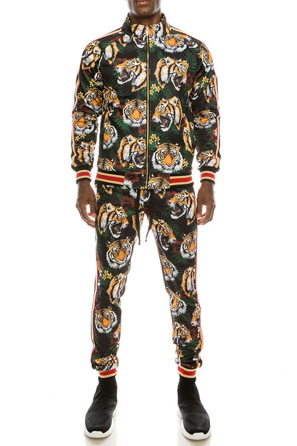 Tiger Floral Track Suit - Black
