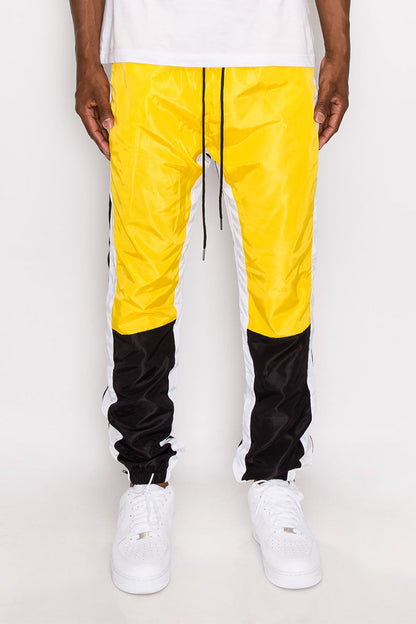 Tri Color Windbreaker Track Pants - Gold