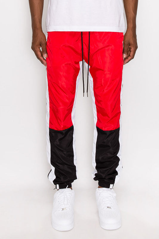 Tri Color Windbreaker Track Pants - Red