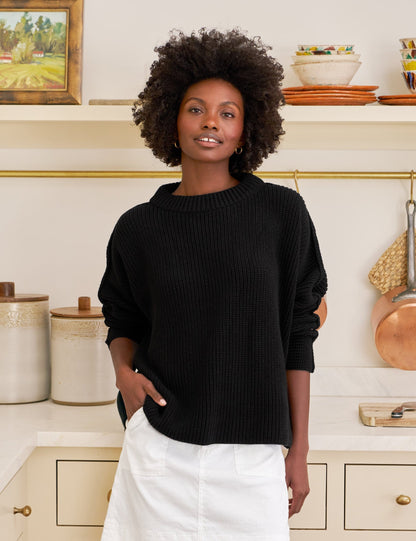 MONTECITO SWEATER Black, Pure Italian Cotton