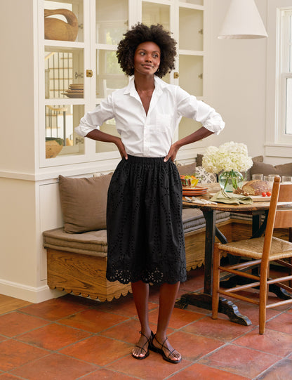 GRACE SKIRT Black, Eyelet Cotton