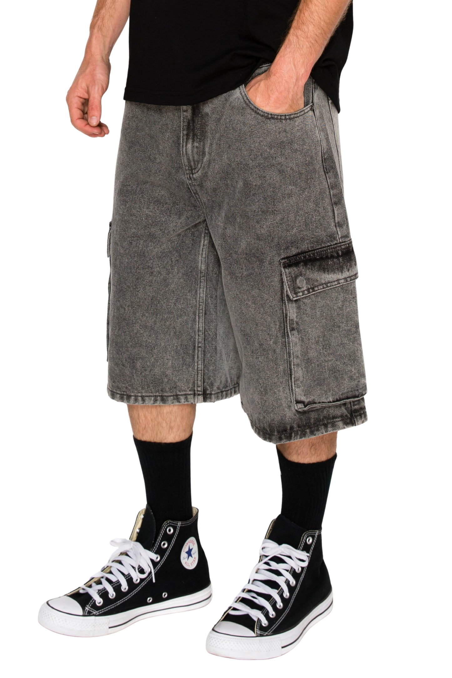 VAULT Baggy Fit Cargo Denim Shorts