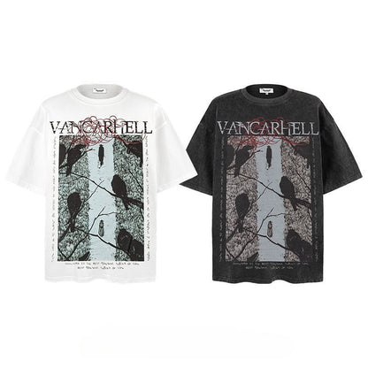 American vintage street T-shirt retro men's loose half sleeve