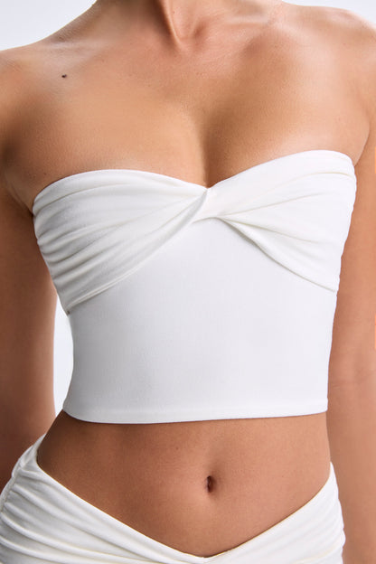 Modal Twist-Front Bandeau Top in White