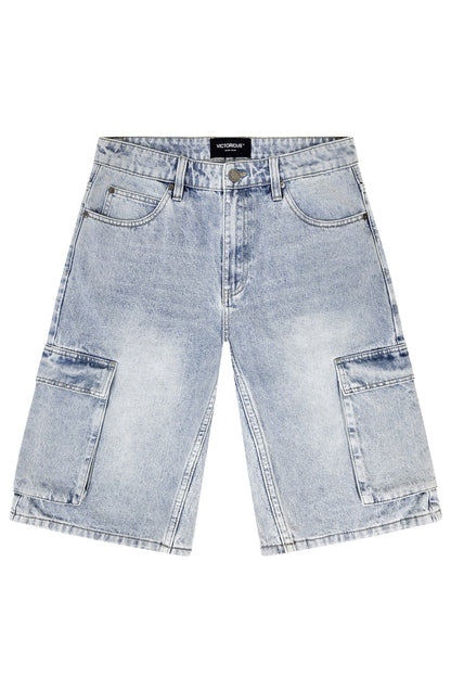 VAULT Baggy Fit Cargo Denim Shorts
