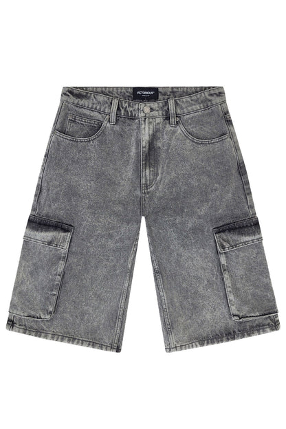 VAULT Baggy Fit Cargo Denim Shorts