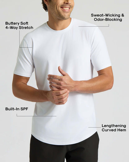 All White Active Curved Hem Crew 6-Pack
