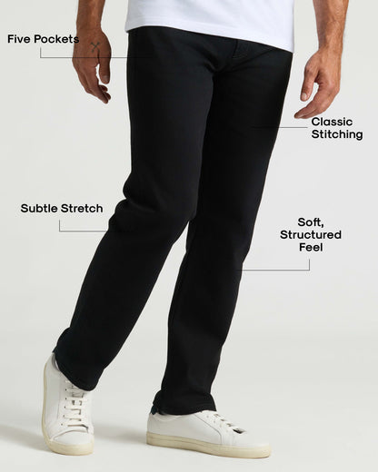 Black Wash Straight Authentic Denim Jeans