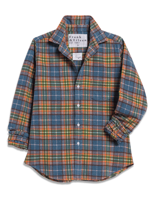 BARRY Orange and Green with Blue Plaid, Italian Flannel