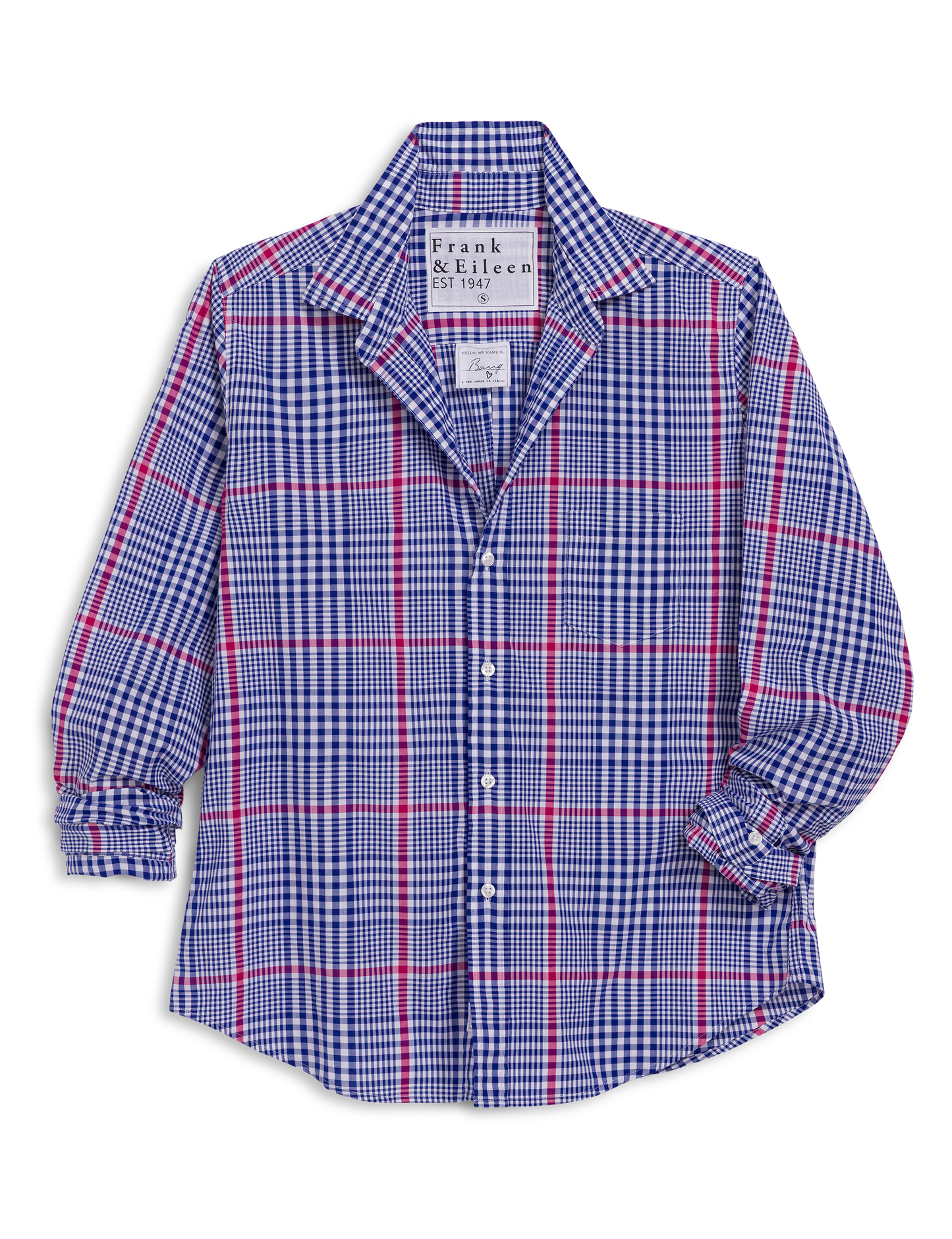 BARRY Pink and Blue Plaid, Italian Cotton