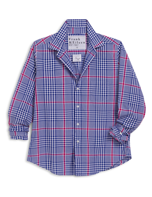 BARRY Pink and Blue Plaid, Italian Cotton